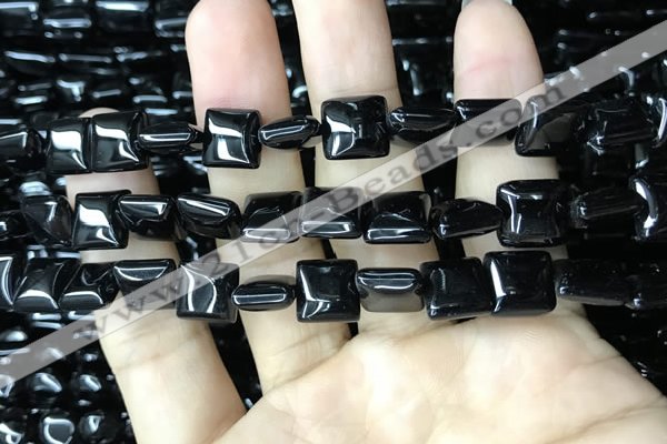 CAA2555 15.5 inches 10*10mm square black agate beads wholesale
