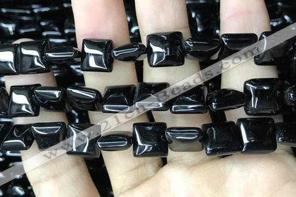 CAA2557 15.5 inches 14*14mm square black agate beads wholesale