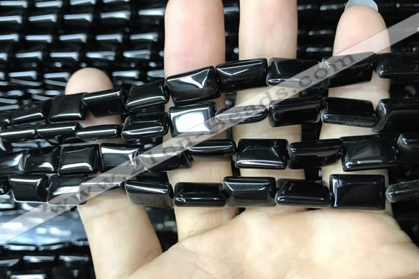 CAA2565 15.5 inches 8*12mm rectangle black agate beads wholesale