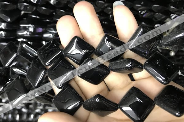 CAA2575 15.5 inches 14*14mm diamond black agate beads wholesale