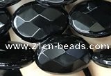 CAA2594 15.5 inches 13*18mm faceted oval black agate beads wholesale