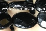 CAA2595 15.5 inches 15*20mm faceted oval black agate beads wholesale