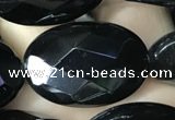 CAA2596 15.5 inches 18*25mm faceted oval black agate beads wholesale