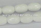 CAA26 15.5 inches 12*16mm faceted rice white agate gemstone beads