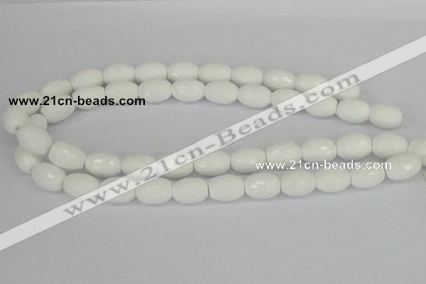 CAA26 15.5 inches 12*16mm faceted rice white agate gemstone beads