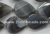 CAA260 15.5 inches 24*32mm twisted & faceted teardrop grey line agate beads