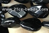 CAA2600 15.5 inches 8*12mm faceted flat teardrop black agate beads