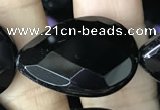 CAA2605 15.5 inches 18*25mm faceted flat teardrop black agate beads