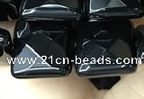 CAA2611 15.5 inches 16*16mm faceted square black agate beads