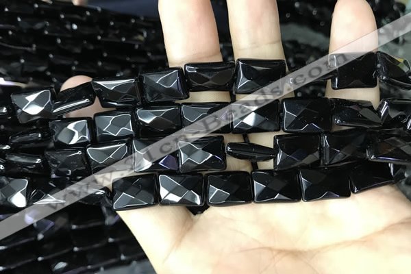 CAA2619 15.5 inches 10*14mm faceted rectangle black agate beads