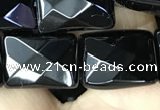 CAA2620 15.5 inches 12*16mm faceted rectangle black agate beads