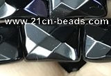 CAA2621 15.5 inches 13*18mm faceted rectangle black agate beads