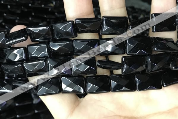 CAA2621 15.5 inches 13*18mm faceted rectangle black agate beads