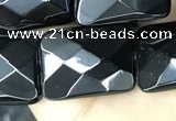 CAA2622 15.5 inches 15*20mm faceted rectangle black agate beads