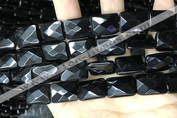 CAA2623 15.5 inches 18*25mm faceted rectangle black agate beads