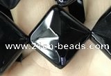 CAA2629 15.5 inches 14*14mm faceted diamond black agate beads