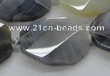 CAA263 25*30mm twisted & faceted octagonal grey line agate beads