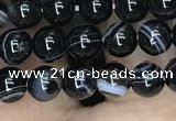 CAA2635 15.5 inches 4mm round banded black agate beads wholesale