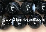 CAA2638 15.5 inches 10mm round banded black agate beads wholesale