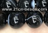 CAA2639 15.5 inches 12mm round banded black agate beads wholesale