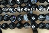 CAA2644 15.5 inches 4mm faceted round banded black agate beads