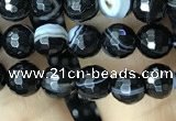 CAA2645 15.5 inches 6mm faceted round banded black agate beads