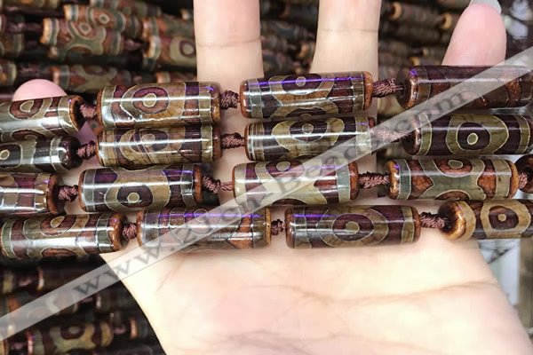 CAA2665 15.5 inches 8*28mm - 10*31mm tube tibetan agate dzi beads