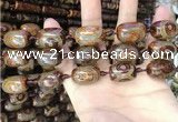 CAA2666 15.5 inches 14*21mm - 16*22mm drum tibetan agate dzi beads