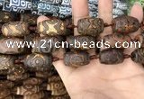 CAA2674 15.5 inches 14*25mm - 16*25mm drum tibetan agate dzi beads