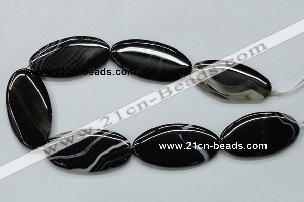 CAA268 15.5 inches 25*48mm oval black line agate gemstone beads