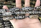 CAA2689 15.5 inches 12*30mm - 14*30mm rice tibetan agate dzi beads