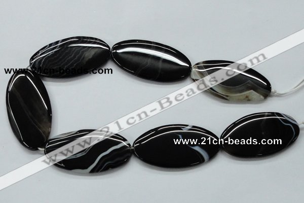 CAA269 15.5 inches 30*55mm oval black line agate gemstone beads