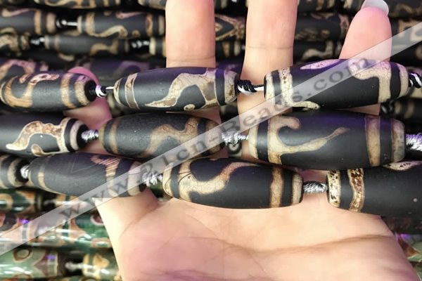 CAA2694 15.5 inches 14*38mm - 16*43mm rice tibetan agate dzi beads