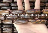 CAA2697 15.5 inches 14*38mm - 16*43mm rice tibetan agate dzi beads