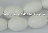 CAA27 15.5 inches 15*20mm faceted rice white agate gemstone beads