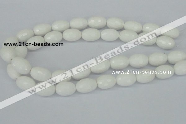 CAA27 15.5 inches 15*20mm faceted rice white agate gemstone beads