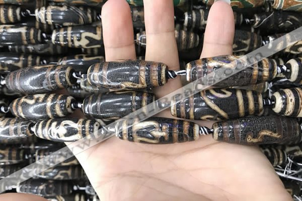 CAA2716 15.5 inches 14*38mm - 16*43mm rice tibetan agate dzi beads