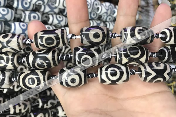 CAA2734 15.5 inches 14*21mm - 16*22mm drum tibetan agate dzi beads