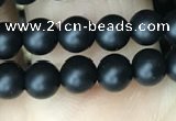 CAA2761 15.5 inches 4mm round matte black agate beads wholesale