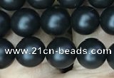 CAA2762 15.5 inches 6mm round matte black agate beads wholesale