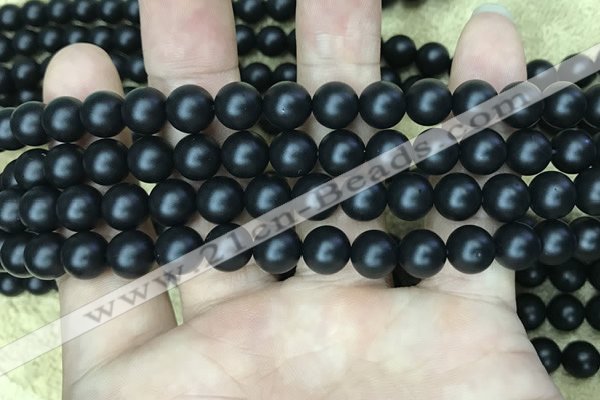 CAA2763 15.5 inches 8mm round matte black agate beads wholesale