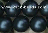 CAA2764 15.5 inches 10mm round matte black agate beads wholesale