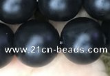 CAA2766 15.5 inches 14mm round matte black agate beads wholesale