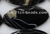 CAA277 15.5 inches 30*60mm faceted oval black line agate beads