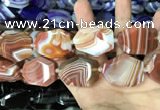 CAA2773 25*32mm - 27*35mm faceted freeform line agate beads