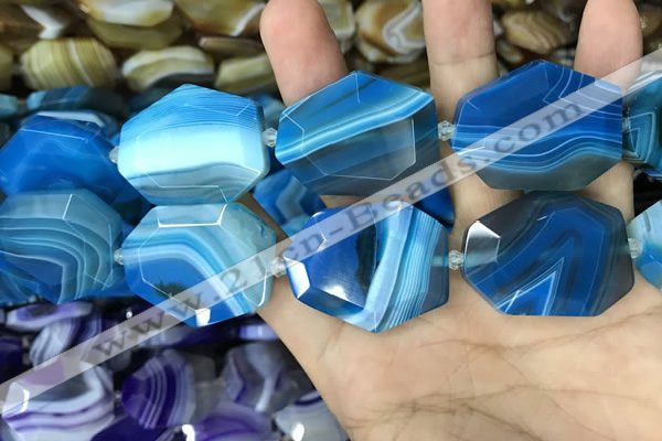 CAA2774 25*32mm - 27*35mm faceted freeform line agate beads