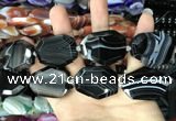 CAA2776 25*32mm - 27*35mm faceted freeform line agate beads