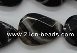 CAA278 15.5 inches 23*30mm faceted teardrop black line agate beads