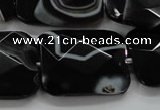 CAA279 15.5 inches 23*30mm faceted rectangle black line agate beads