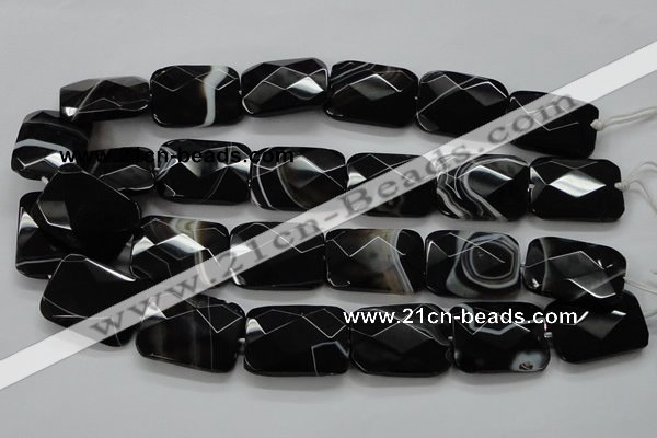 CAA279 15.5 inches 23*30mm faceted rectangle black line agate beads